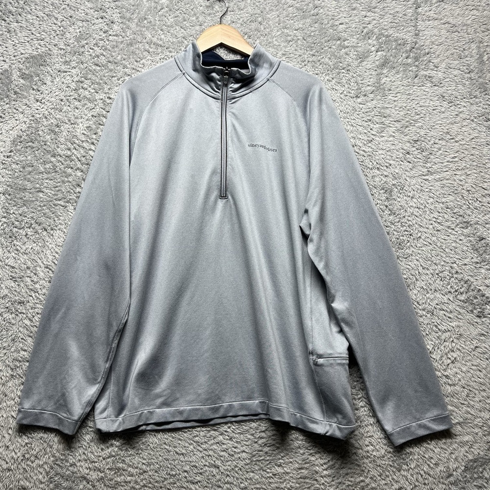 Vineyard Vines Performance 1/4 Zip Pullover Mens XL Gray Heathered Preppy Active